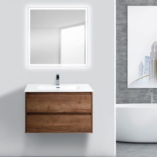 BelBagno - Тумба с раковиной подвесная  KRAFT 80 Rovere Tabacco, раковина белая