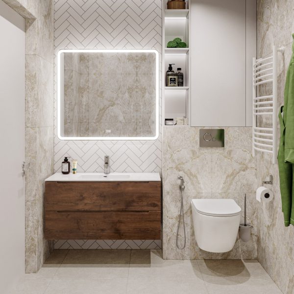 BelBagno - Тумба с раковиной подвесная  ETNA 90 Rovere Moro, раковина белая