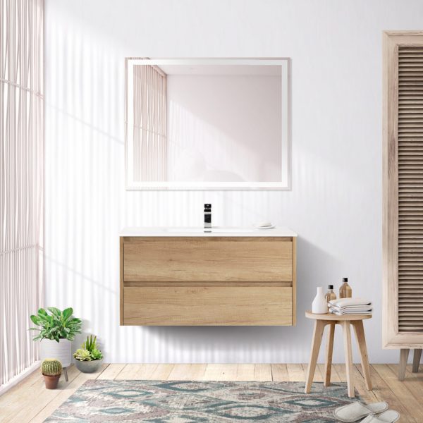 BelBagno - Тумба с раковиной подвесная  KRAFT 80 Rovere Nebrasca Nature, раковина белая