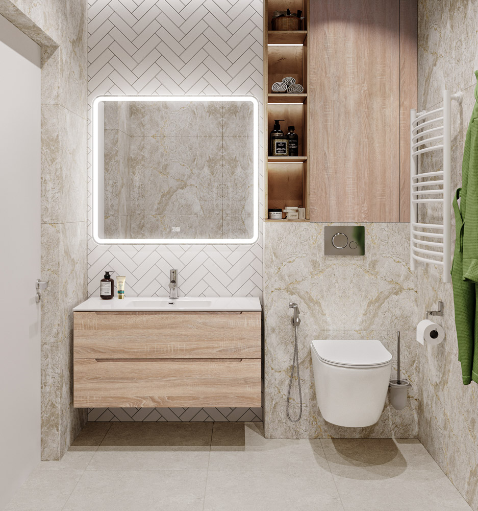 Тумба с раковиной подвесная BelBagno ETNA 90 Rovere Bianco, раковина белая