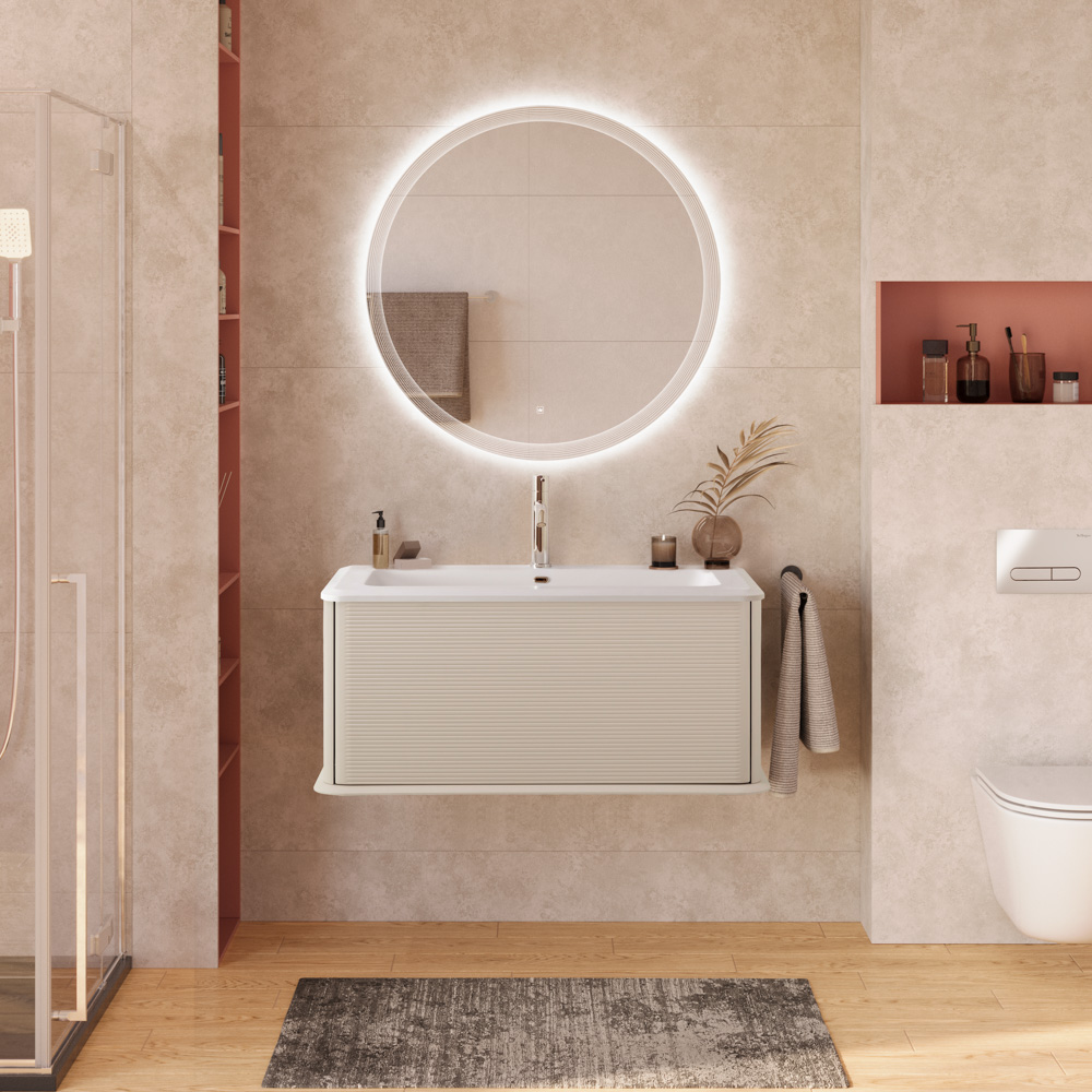 Тумба с раковиной подвесная CEZARES IDRA 98 Cotone, раковина белая 50264