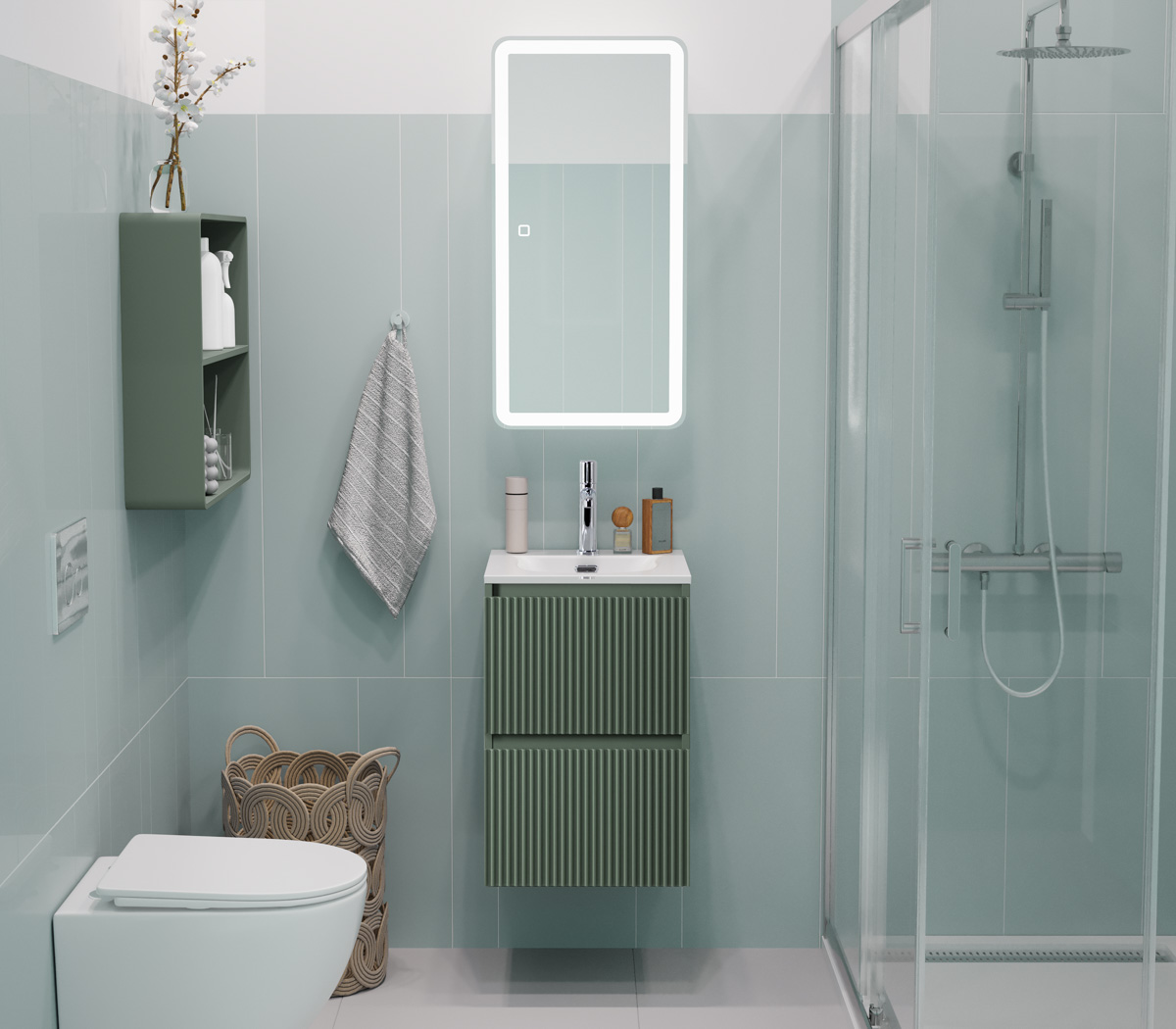 Тумба с раковиной подвесная BelBagno UNO-MINI 40 Еловый Матовый, раковина BB-8099-3-40