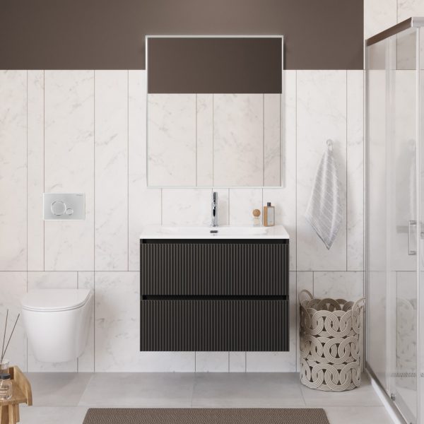 BelBagno - Тумба с раковиной подвесная  UNO 90 Темно-Серый Матовый, раковина BB-8099-90