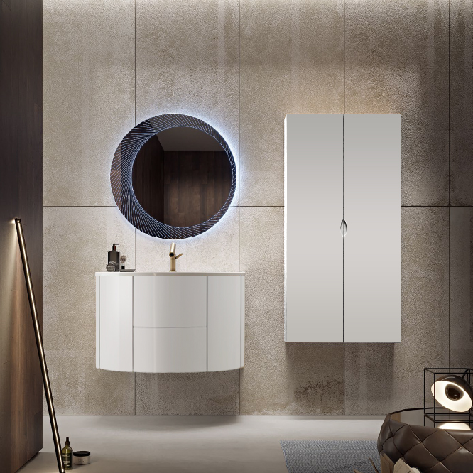 Тумба с раковиной подвесная CEZARES EDEN 91 Bianco lucido, раковина белая