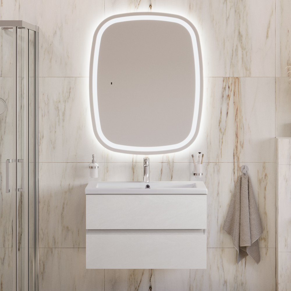 Тумба с раковиной подвесная CEZARES MOLVENO 46 80 Bianco Ghiaccio, раковина белая CZR-8070-80